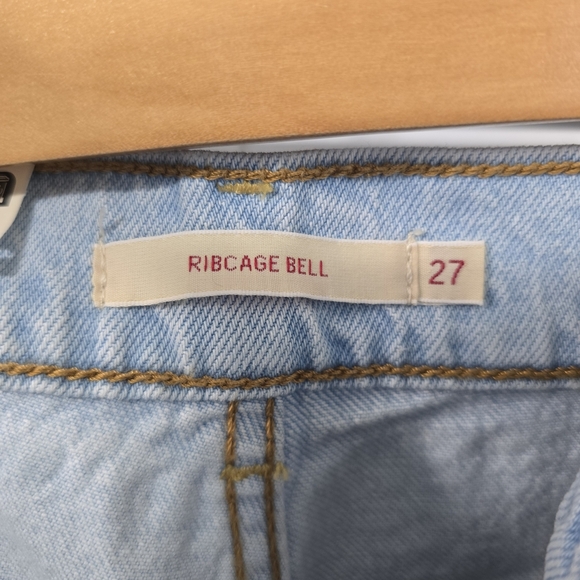 Levis Premium Ribcage Bell Jeans Blue super high rise Wide Leg Flare New - Picture 13 of 16